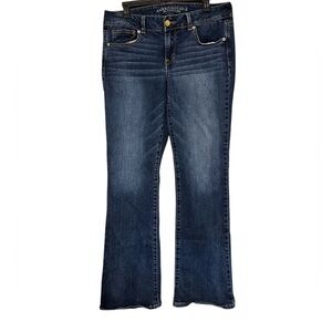 American Eagle Kick Boot Jeans 14 Long Plus Western Mid Rise Stretch Denim.    T
